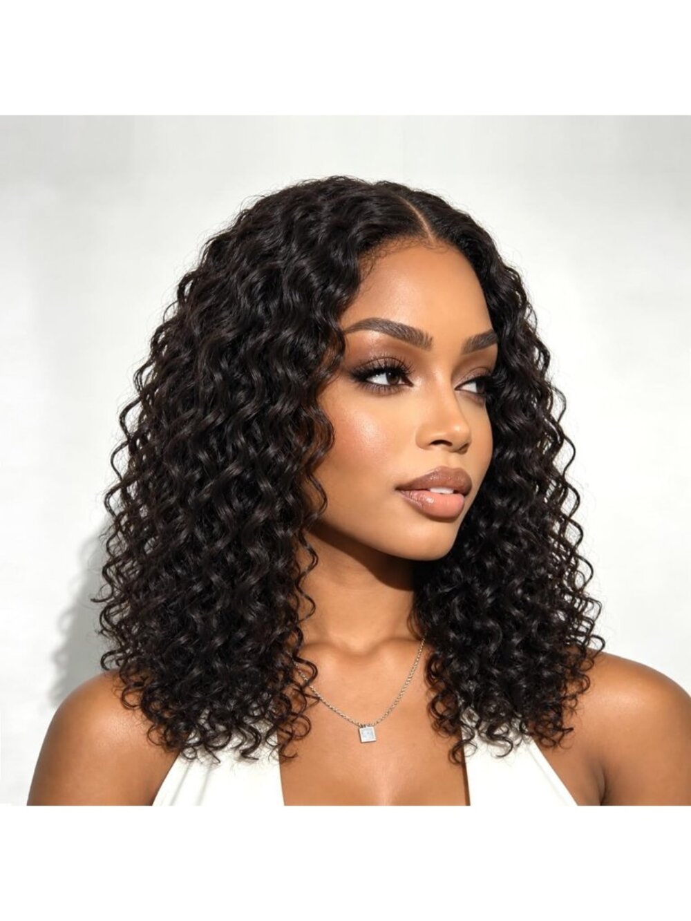 Curly Bob Glueless Wigs Human Hair Water Wave Closure Wig For Women 16 Inch